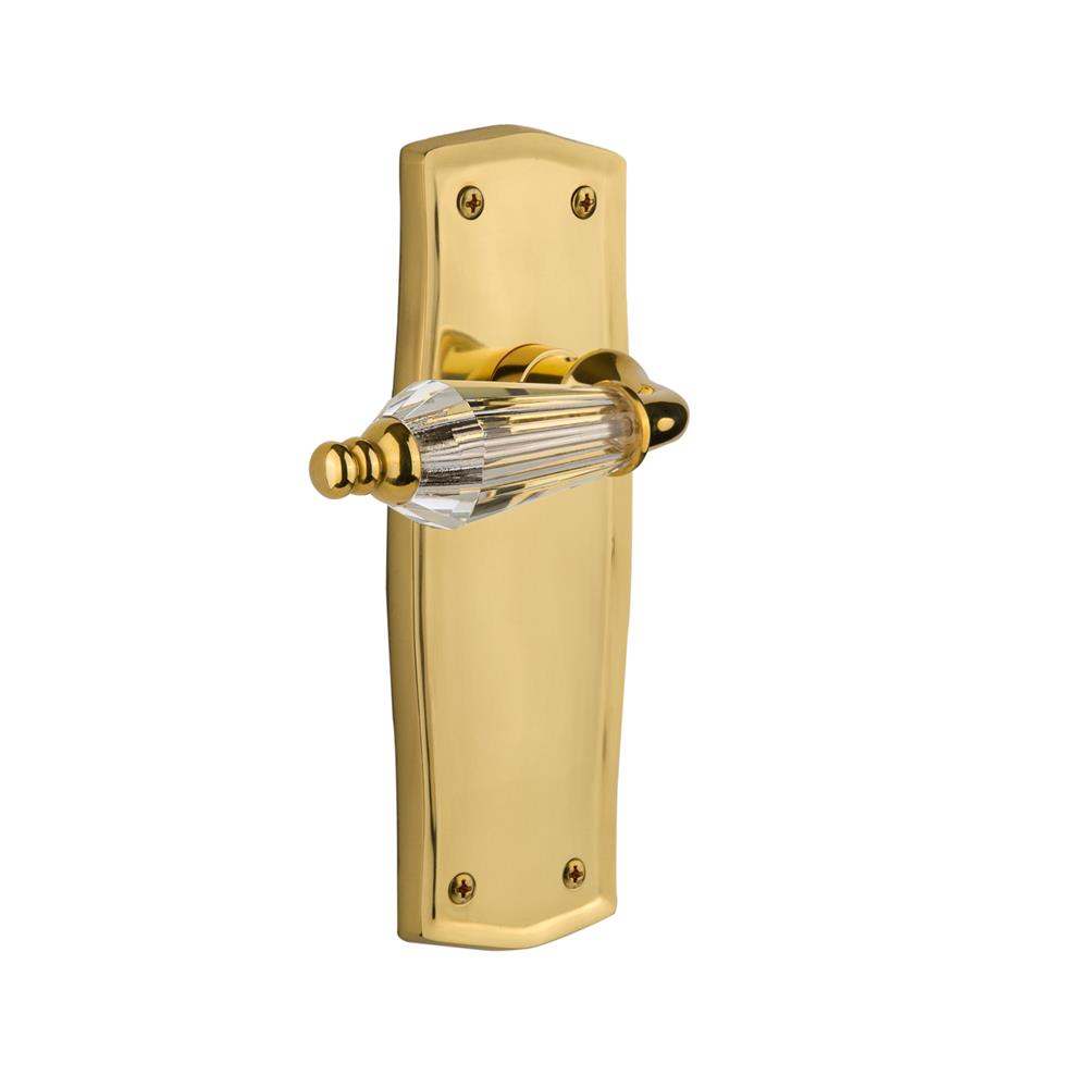 Nostalgic Warehouse PRAPRL Complete Passage Set Without Keyhole Prairie Plate with Parlour Lever in Polished Brass